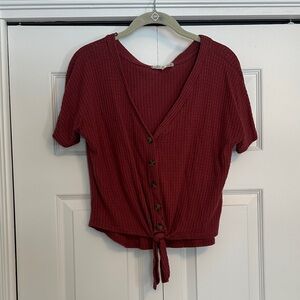 Women's Burgundy Button-Down Top